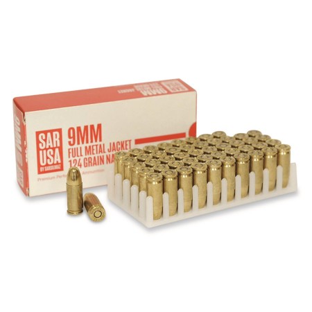 SAR USA 9mm NATO, FMJ, 124 Grain, 50 Rounds