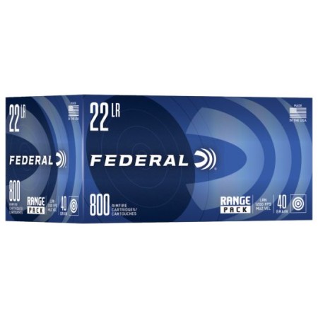 Federal Range Pack 40gr HV LRN .22 Long Rifle Ammunition 800 Rounds - 729B800