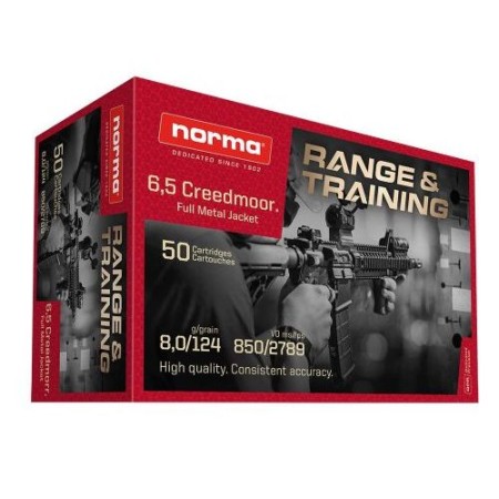 Norma Range & Training Brass 6.5 Creedmoor 124 Grain 50-Rounds FMJ