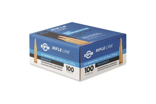 PPU PP223M MegaPack 223 Rem 55 gr Full Metal Jacket Boat Tail (FMJBT) Ammunition 100rd Box