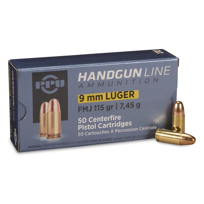 PPU 9mm Luger 115gr FMJ 200rds - PPH9M