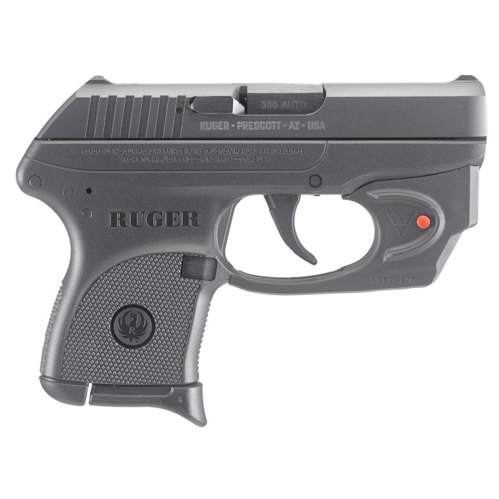 Ruger LCP 380acp 2.75" Barrel Viridian Red Laser 6rd Mag