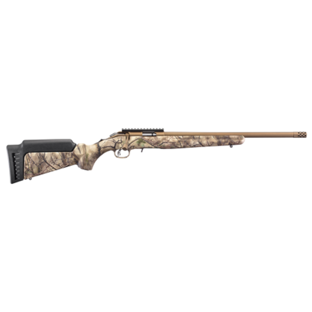 Ruger American Rimfire Standard 22WMR, 18" Threaded Barrel, Bronze, Camo, 9rd