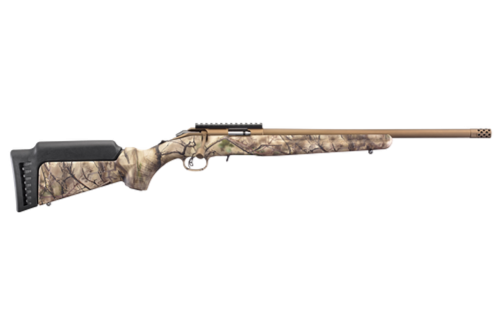 Ruger American Rimfire Standard 22WMR, 18" Threaded Barrel, Bronze, Camo, 9rd