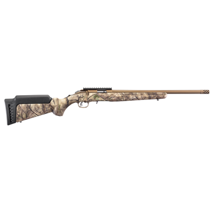 Ruger American Rimfire Standard 22WMR, 18" Threaded Barrel, Bronze, Camo, 9rd