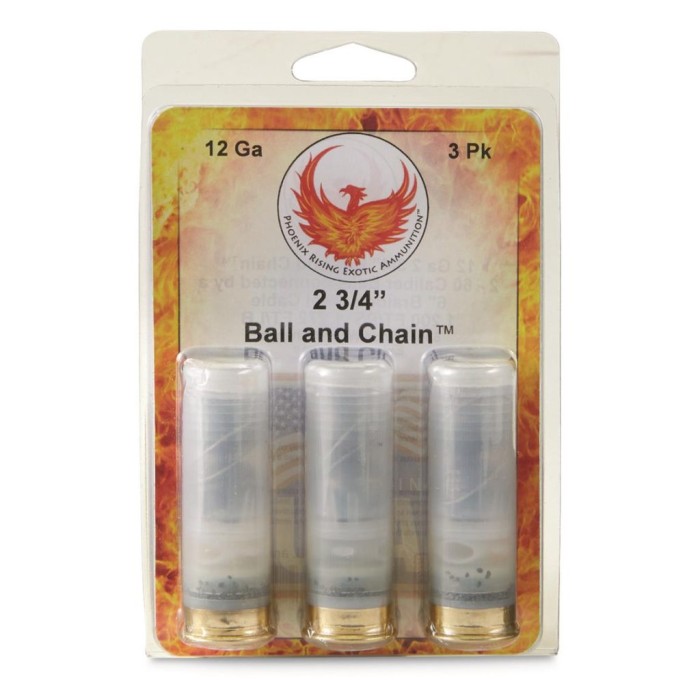 Phoenix Rising Ball & Chain Shotshells 2- 60 Cal Balls Connected with 6'' Cable 12ga 2-3/4