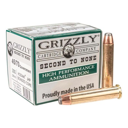 Grizzly Cartridge 45-70 GoveRNment 300 Grain Jacketed Hollow Point Pistol Ammo, 20 Rounds, GC45/703