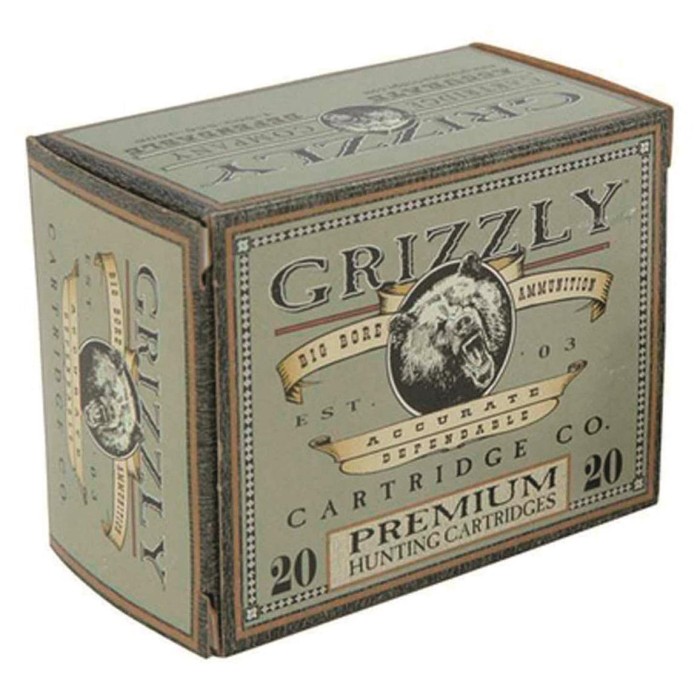 Grizzly Cartridge 45-70 GoveRNment 300 Grain Wide Long Nose Gas Check Pistol Ammo, 20 Rounds, GC45/702