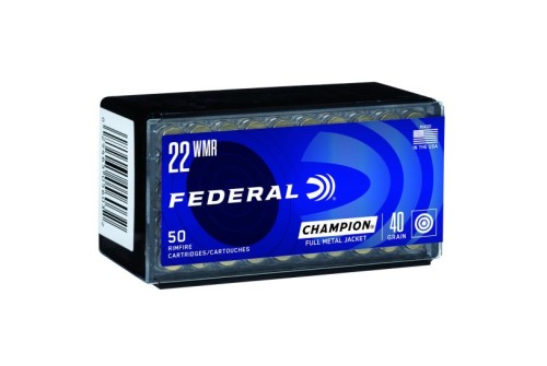 Federal Champion 40 Grain FMJ .22 WMR Ammunition, 50 Rounds - 737