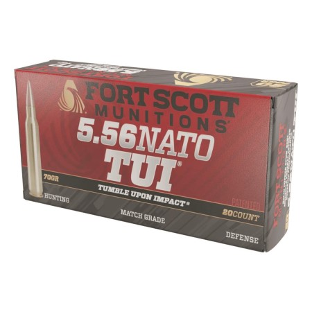 Fort Scott Tumble Upon Impact Ammo, 5.56x45mm NATO, SCS, 70 Grain, 20 Rounds