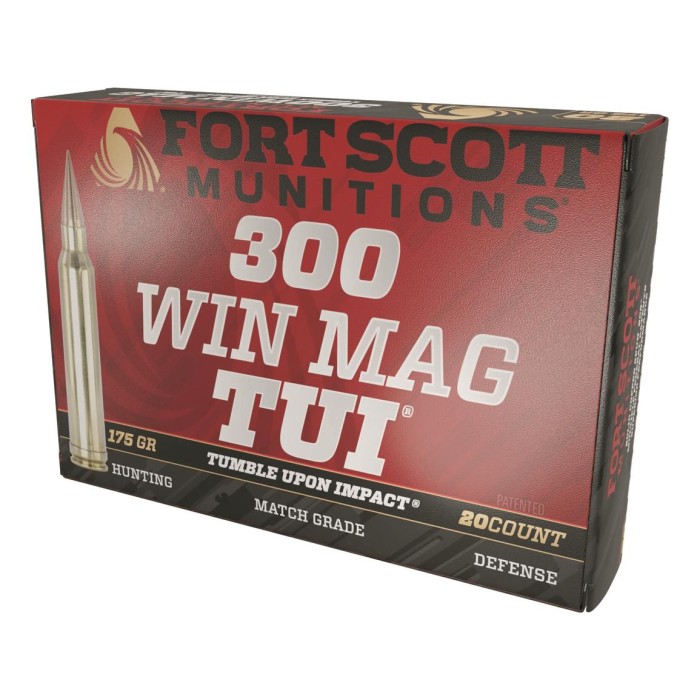 Fort Scott Munitions 301 Win Mag 175gr CNC Machined Copper Brass Rifle Ammo, 20 Rounds, 300WM-175-SCP2