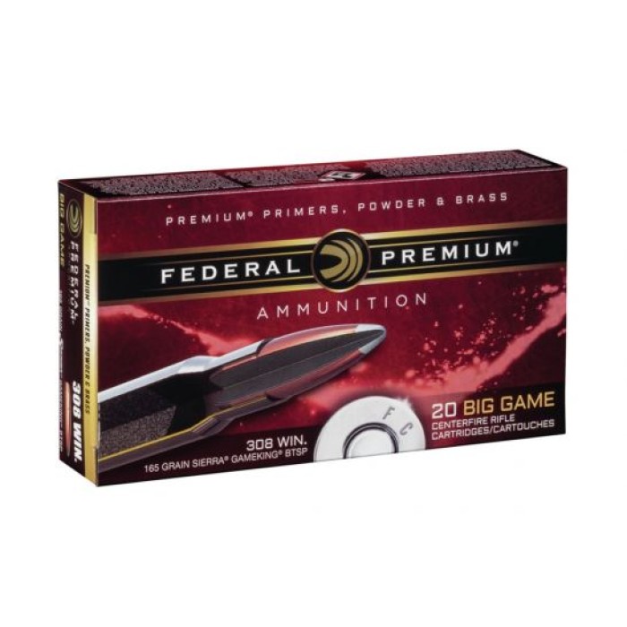 Federal Premium .308 Win 165 gr GameKing BTSP 20 Rounds Ammunition - P308C