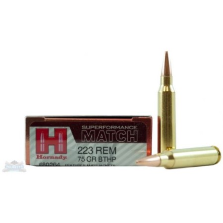 Hornady 223 Rem 75gr BTHP Superformance Match Ammunition 20rds- - -80264