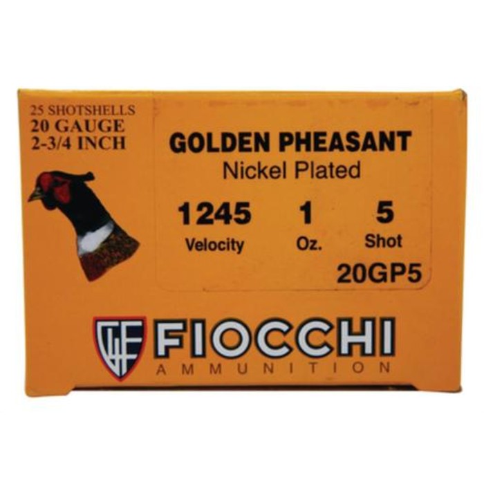 Fiocchi Golden Pheasant 20 Ga, 2.75", 1oz, 1245 FPS, 5 Shot, 25rd/Box