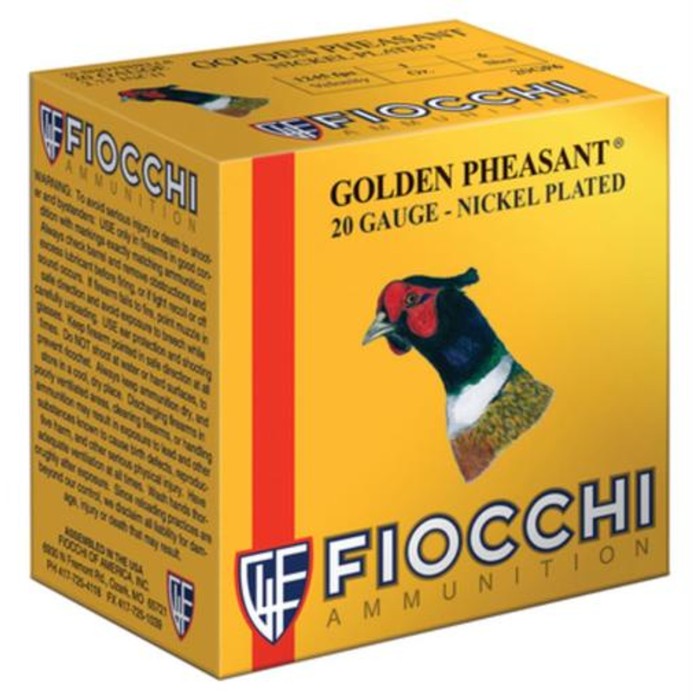 Fiocchi Golden Pheasant Nickel 20 Ga, 2.75", 1oz, 6 Shot, 1245 FPS, 25rd/Box