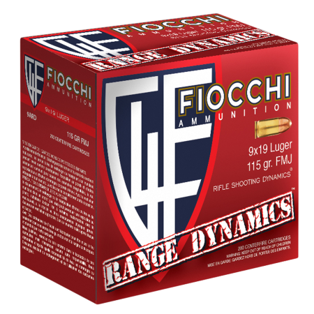 Fiocchi Range Dynamics 9mm 115 gr Ammo FMJ - 100rds - 9ARD100