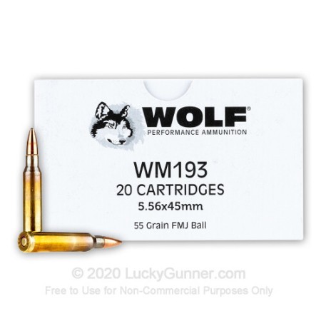 5.56x45 - 55 Grain FMJ - Wolf Gold - 20 Rounds