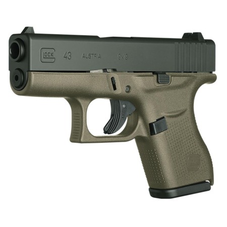 Glock 43, 9mm, 3.39" Barrel, 6rd, Fixed Sights, OD Green