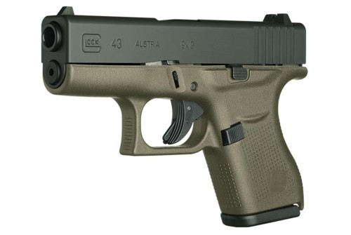 Glock 43, 9mm, 3.39" Barrel, 6rd, Fixed Sights, OD Green