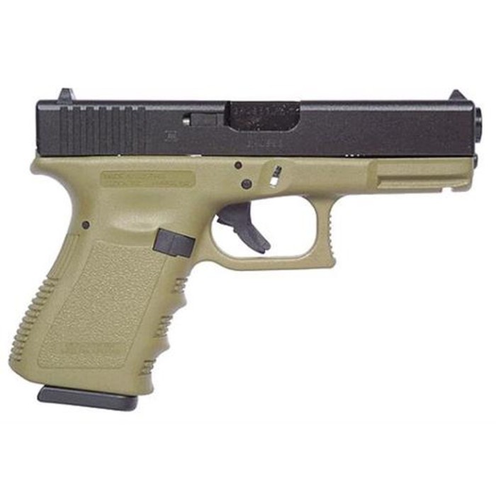 Glock 19 9mm, Fixed Sights, Olive Drab, 15rd Mags