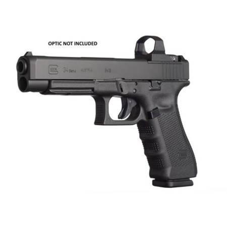 Glock, 34 Gen4, Competition, Modular Optic System, Striker Fired, Full Size, 9mm, 5.31" Barrel, Polymer Frame, Matte Finish, Adjustable Sights, 17Rd, 3 Magazines