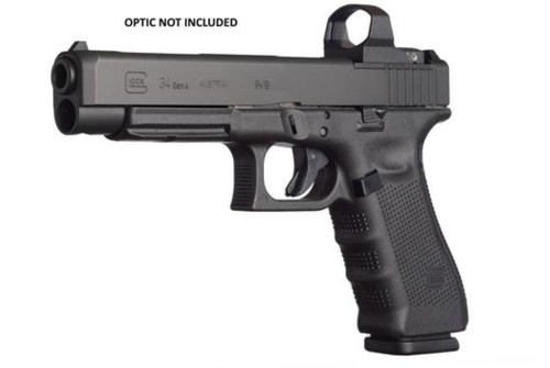 Glock, 34 Gen4, Competition, Modular Optic System, Striker Fired, Full Size, 9mm, 5.31" Barrel, Polymer Frame, Matte Finish, Adjustable Sights, 17Rd, 3 Magazines