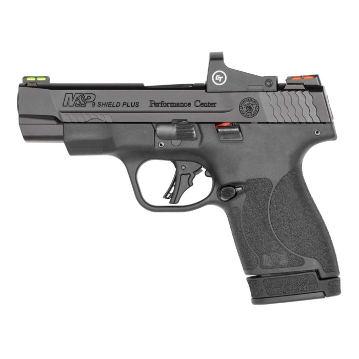 S&W Performance Center M&P 9 Shield Plus Crimson Trace Handgun 9Mm Luger 13&10Rd Magazine 4" Barrel NO Thumb Safety Black- Used 13251U