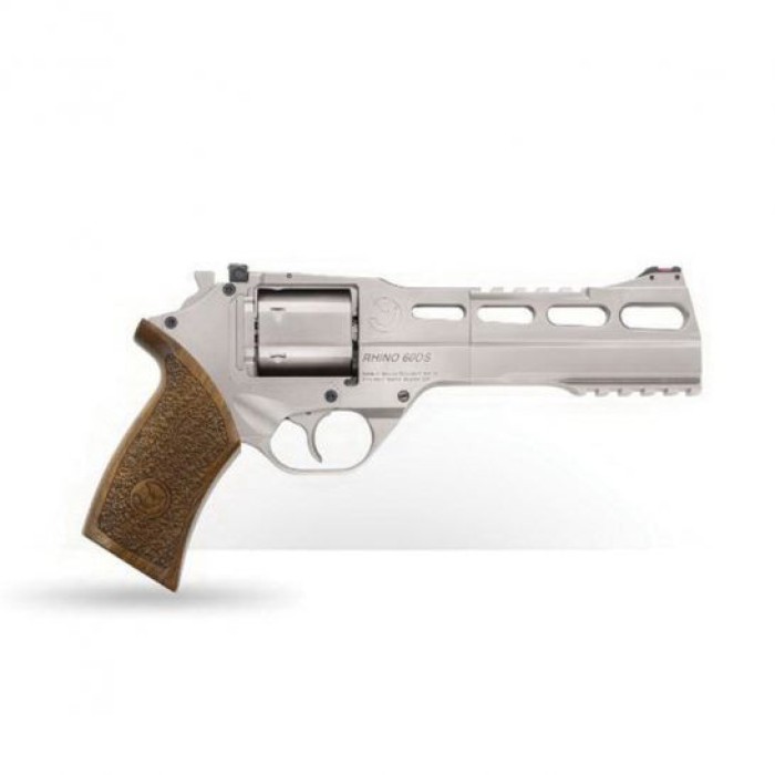 Chiappa Firearms, Rhino 60DS, Revolver, Double/Single Action, 357 Magnum/38 Special, 6" Barrel, Alloy Frame, Walnut Grips, 6Rd, Nickel Finish