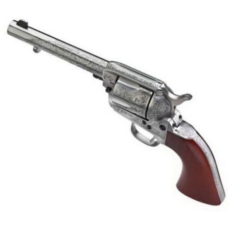 Taylors & Company 1873 Cattleman Floral Laser-Engraved 5.5" .45 LC Revolver, White Heat Treated Steel - 711AWE