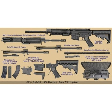 Windham Weaponry Rmcs-4 Rifle Kit 223 Rem,300 Bo,7.62X39mm,9Mm Semi-Auto 16.20" Black Hardcoat Anodized 6 Position