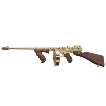 Thompson T150DTGTS 1927A-1 Deluxe 45 ACP Caliber with 16.50" Barrel, 20+1 Capacity (Stick), 50+1 Capacity (Drum), Gold w/Tiger Stripe Metal Finish