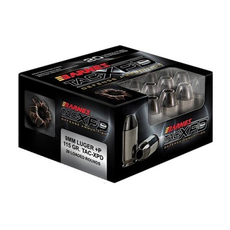 Barnes Bullets TAC-XPD 115 gr Barnes TAC-XP 9mm +P Ammo, 20/box - 21551