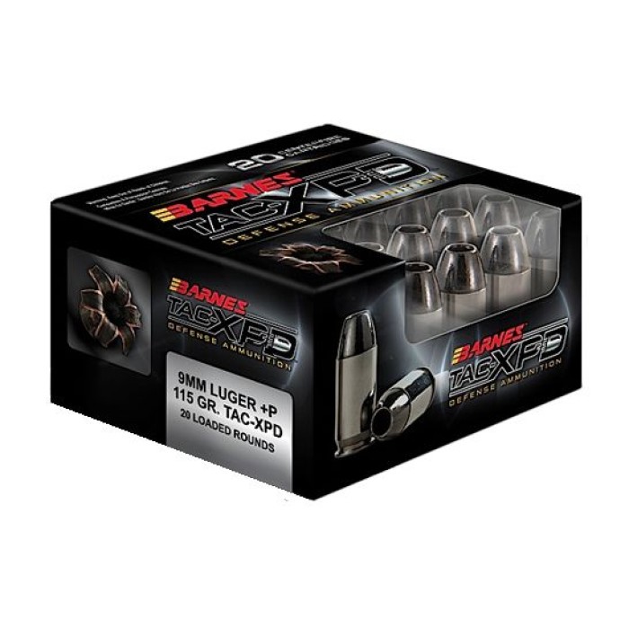 Barnes Bullets TAC-XPD 115 gr Barnes TAC-XP 9mm +P Ammo, 20/box - 21551