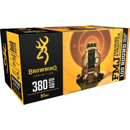 Browning Training & Practice 95 gr Full Metal Jacket .380 ACP Ammo, 100/box - B191803804