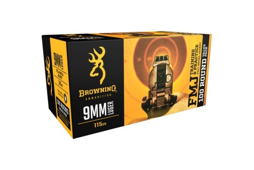 Browning Training & Practice 115 gr Full Metal Jacket 9mm Ammo, 100/box - B191800094
