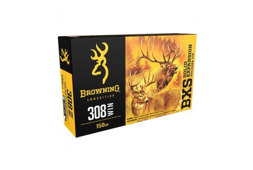 Browning Ammo B192403081 BXS Copper Expansion 308 Win 150 gr Lead Free Solid Expansion Polymer Tip 20 Per Box 10 UPC: 020892224766