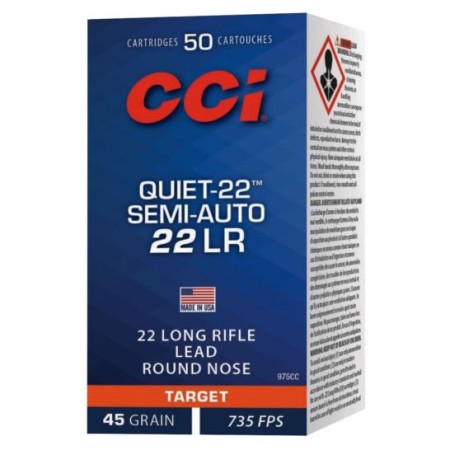 CCI Quiet-22 Semi-Auto 45 gr Soft Point .22lr Ammo, 50/box - 975CC