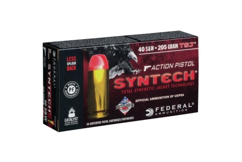 Federal American Eagle Syntech Action Pistol 205 gr Syntech Jacket Flat Nose .40 S&W Ammo, 50/box - AE40SJAP1