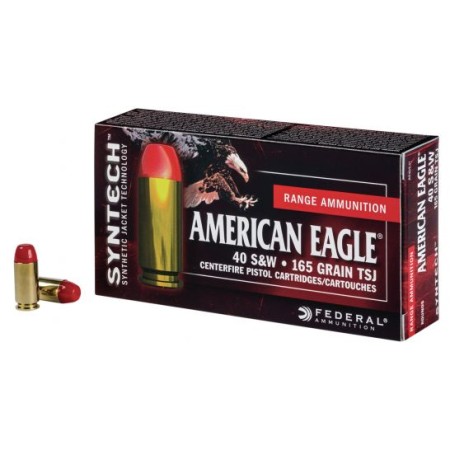 Federal American Eagle Syntech Range 165 gr Total Syntech Jacket Flat Nose .40 S&W Ammo, 200/box - AE40SJ1200