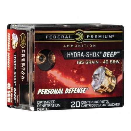 Federal Premium 165 gr Hydra-Shok Deep .40 S&W Ammo, 20/box - P40HSD1