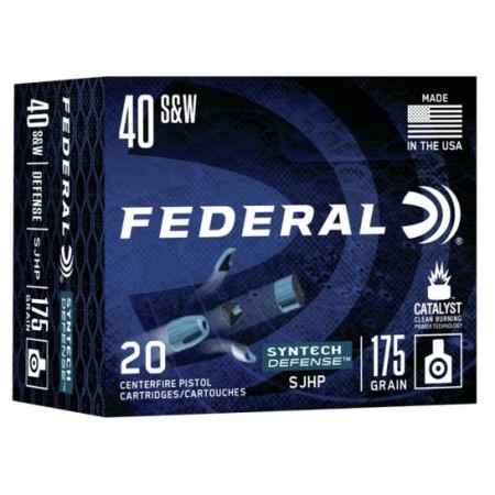 Federal Syntech Defense 175 gr Segmented Hollow Point .40 S&W Ammo, 20/box - S40SJT1