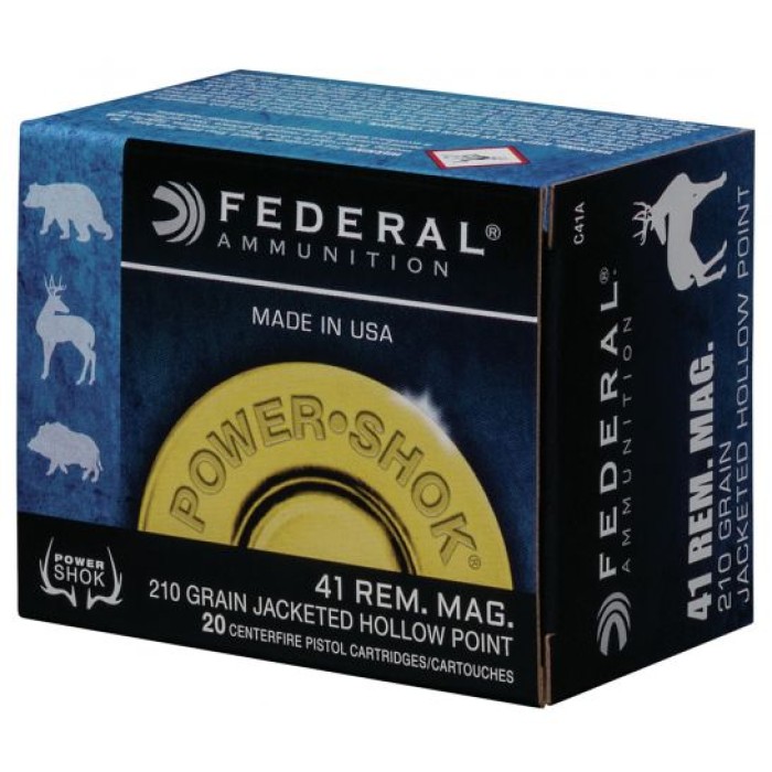 Federal Power-Shok 210 gr Jacketed Hollow Point .41 Rem Mag Ammo, 20/box - C41A