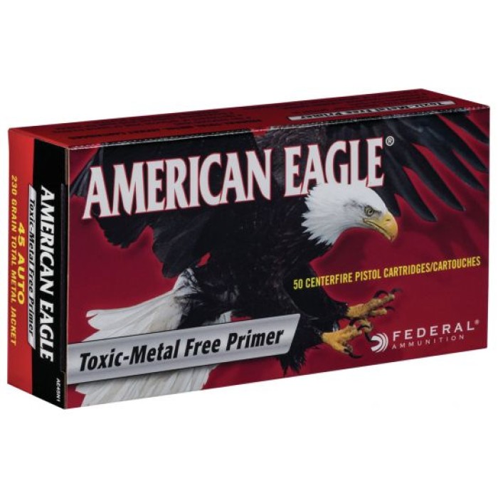 Federal American Eagle Indoor Range Training 230 gr Full Metal Jacket .45 ACP Ammo, 50/box - AE45N1