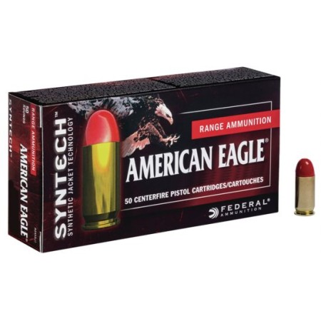 Federal American Eagle Syntech Action Pistol 220 gr Syntech Jacket Flat Nose .45 ACP Ammo, 50/box - AE45SJAP1