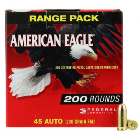Federal American Eagle 230 gr Full Metal Jacket .45 ACP Ammo, 200/box - AE45A200