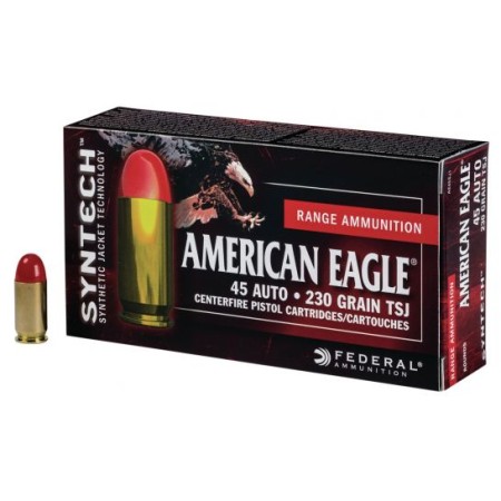 Federal American Eagle Syntech Range 230 gr Total Syntech Jacket Round Nose .45 Auto Ammo, 200/box - AE45SJ1200