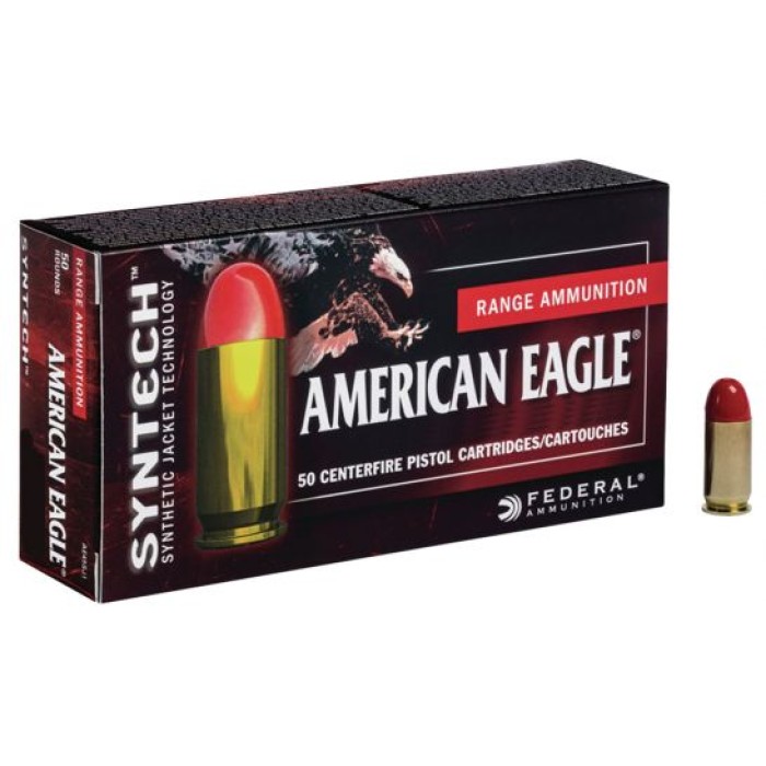 Federal American Eagle Syntech Action Pistol 150 gr Syntech Jacket Flat Nose 9mm Ammo, 50/box - AE9SJAP1