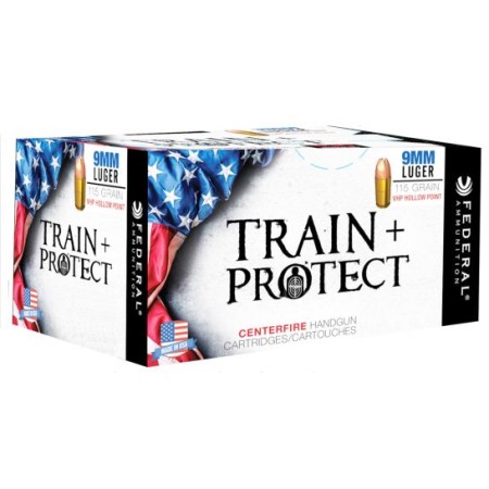 Federal Train + Protect 115 gr Jacketed Hollow Point 9mm Ammo, 100/box - TP9VHP2