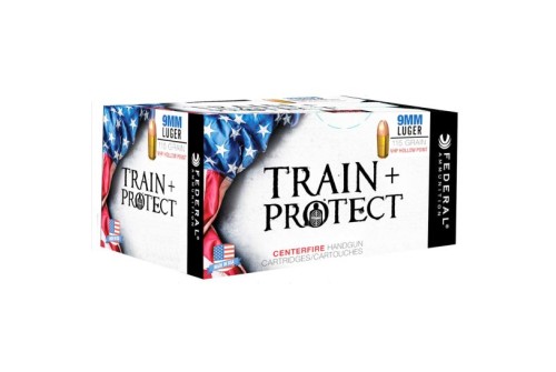 Federal Train + Protect 115 gr Jacketed Hollow Point 9mm Ammo, 100/box - TP9VHP2