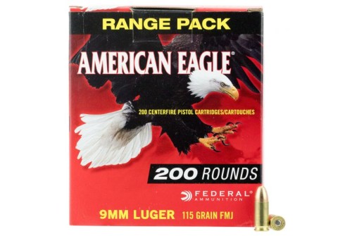 Federal American Eagle 115 gr Full Metal Jacket 9mm Ammo, 200/box - AE9DP200